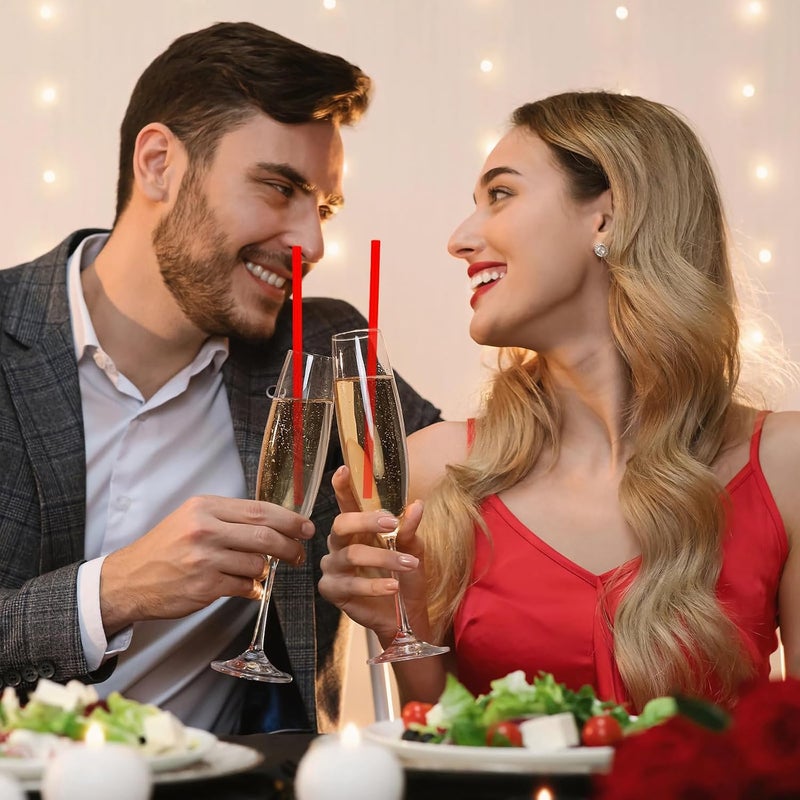 JANYUN JANYUN 30 Pcs Red Heart Shaped Straws Reusable Valentines Plastic Drinking Straw for Valentines Day Party Favors Birthday Bridal Shower Wedding Supplies - Image 5