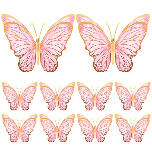 Geyee 10 Pcs Large Butterfly Centerpieces for Tables Butterfly Party Decorations 3D Paper Table Toppers Centerpieces Wall Decor for Birthday Baby Shower Wedding Party SuppliesPink - Image 1