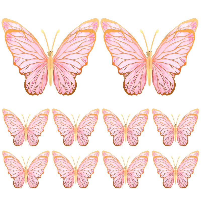 Geyee 10 Pcs Large Butterfly Centerpieces for Tables Butterfly Party Decorations 3D Paper Table Toppers Centerpieces Wall Decor for Birthday Baby Shower Wedding Party SuppliesPink - Image 2