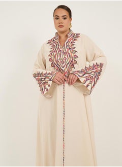 Styli Plus Size Stand Collar Embroidered A-Line Jalabyia  - Image 3