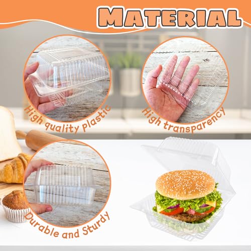 Jizvxe 50 Pcs Clear Plastic Take Out Containers,Clear Plastic Square Hinged Food Container with Lids,Disposable Clamshell Dessert Containers for Salad,Pasta,Hamburger(5.3 x 4.7 x 2.8 in) - Image 3