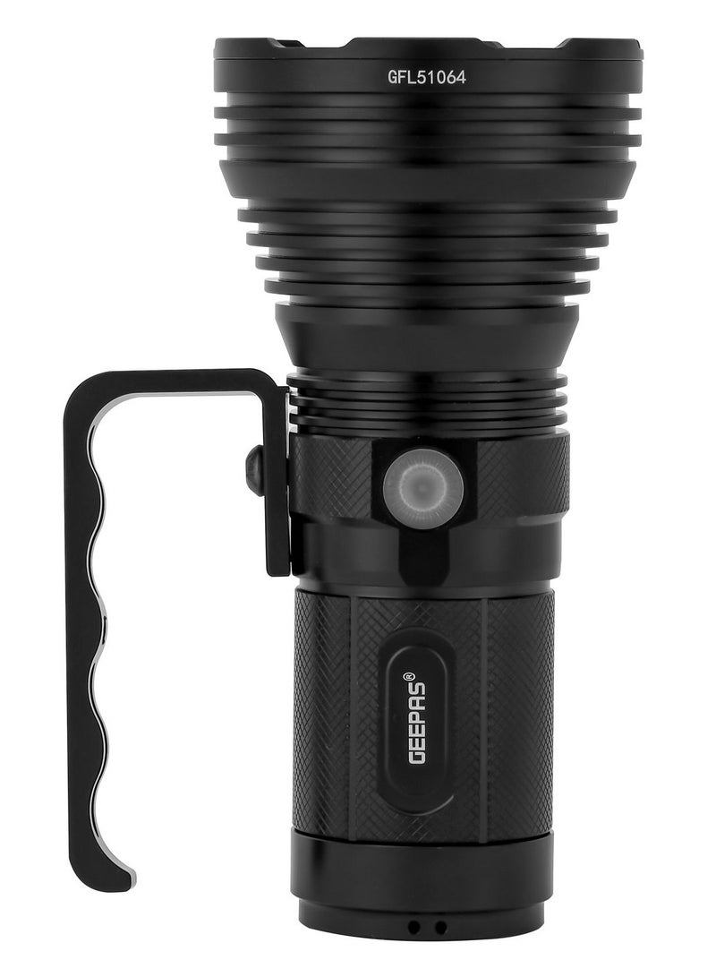 GEEPAS Professional Rechargeable LED Flashlight- GFL51064/ 50W, 6000-7000K, 5000 LM, Perfect for Indoor and Outdoor Use, 15000mHA High Capacity Lithium Battery,15 Hours Continuous Working/ with Aircraft Aluminum Housing, Waterproof IPX5 - Image 2