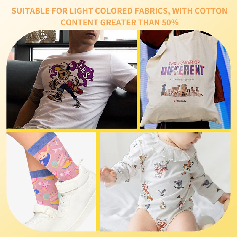 A-SUB Iron-On Heat Transfer Paper for White and Light Fabric 8.5x11 inches T Shirt Transfer Paper for Inkjet Printer Wash Durable, Long Lasting Transfer, No Cracking 20 Sheets - Image 2