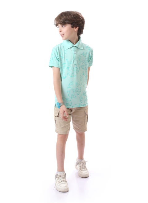 Boys  Pique Casual Classic Neck Polo Shirt - Aqua