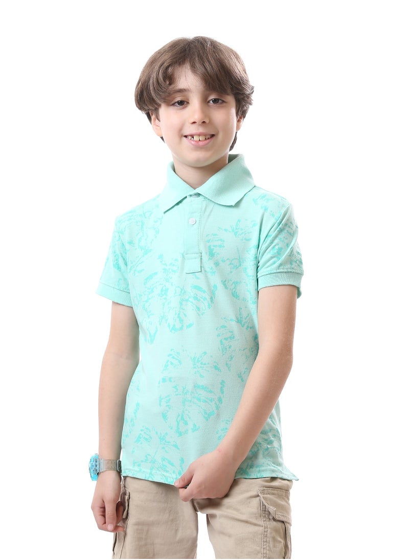 Andora - Boys  Pique Casual Classic Neck Polo Shirt - Aqua - Image 1