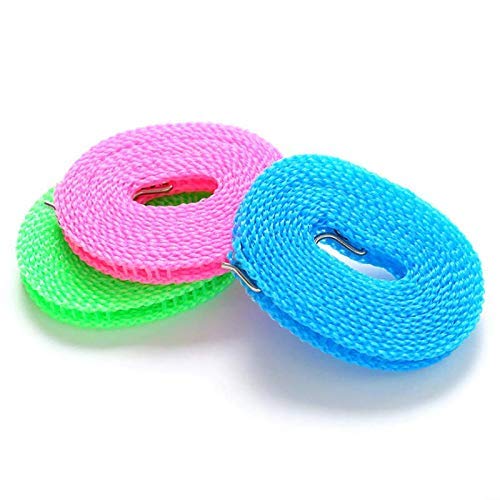 KPS حبل غسيل نايلون KPS مقاوم للرياح ومضاد للانزلاق مع خط غسيل الملابس مع خطافات للمنزل بطول 3 متر - Image 1