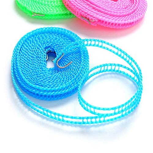 KPS حبل غسيل نايلون KPS مقاوم للرياح ومضاد للانزلاق مع خط غسيل الملابس مع خطافات للمنزل بطول 3 متر - Image 2