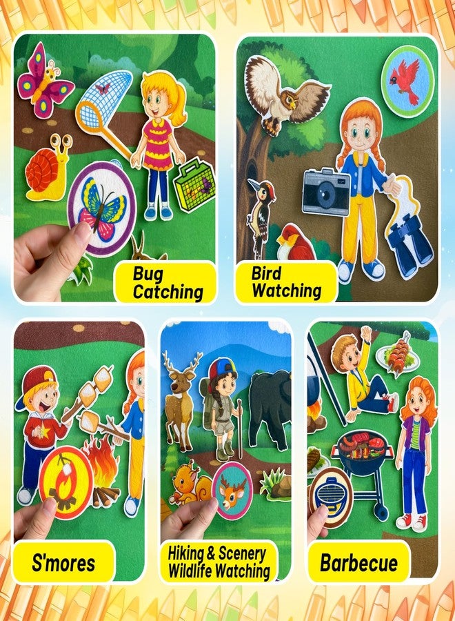 PENGFULL Camping Theme Felt Story Board Set,44 * 28in Flannel Board for Wall,65 Felt Pieces,Theme Story Preschool Storytelling,Learning Interactive,for 3 Years +,Gift for Toddlers Kids Children - Image 4