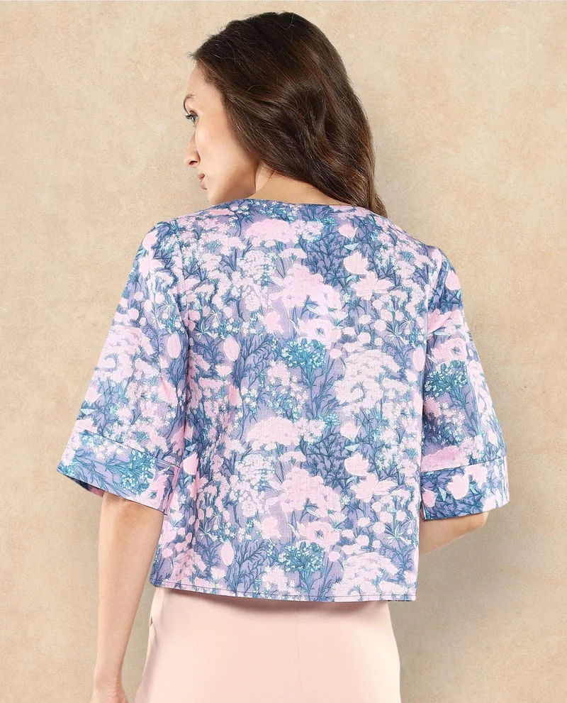 Rareism Women's Abstract Floral Printed Top