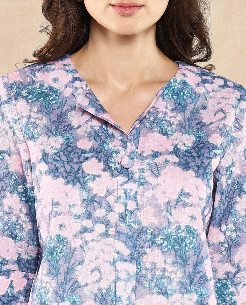 Rareism Women's Abstract Floral Printed Top
