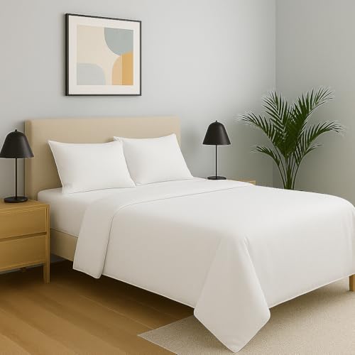 Bhoomi Impex Bedsheets for Double Bed - 90x100 Inch - Microfiber Plain White Solid Bed Sheet Include Pillow Cover, Ultra Soft | for Home, Hotel, Villa, Resort and Guest House - Image 2