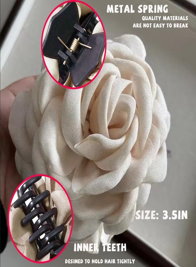 Coldcool Rose Flower Claws Clips for Women， Blooming Rose Claws Clips Non Slip Strong Hold for Thick Hair 2 Colors - Image 2