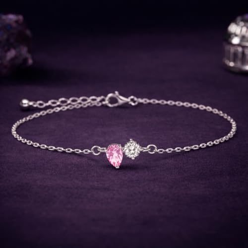 Clara 925 Sterling Silver Toi et Moi Solitaire Bracelet | Adjustable, Platinum Plated, Swiss Zirconia | Gift for Women and Girls - Image 2