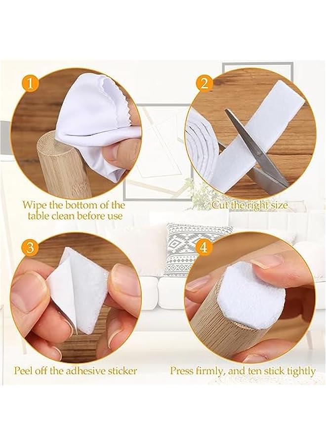 Arabest 4-Pack 120-Inch Self-Adhesive White Felt Furniture Strip Rolls - Heavy Duty Polyester Protecting DIY Adhesive - 0.5-Inch Width  - Image 2