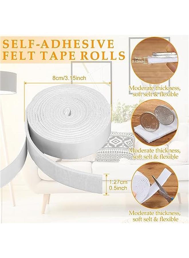 Arabest 4-Pack 120-Inch Self-Adhesive White Felt Furniture Strip Rolls - Heavy Duty Polyester Protecting DIY Adhesive - 0.5-Inch Width  - Image 3
