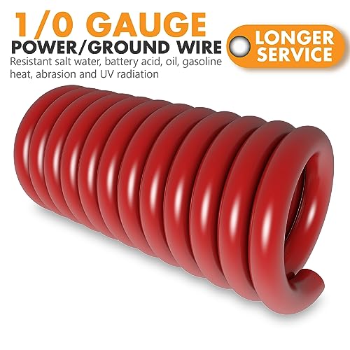Jeemiter 1/0 Gauge Red CCA Wire (20ft Single Roll) - Replacement Power Cable for Car Amplifier, Battery, Big 3 Upgrade | with Terminals & Heat Shrink - Image 3