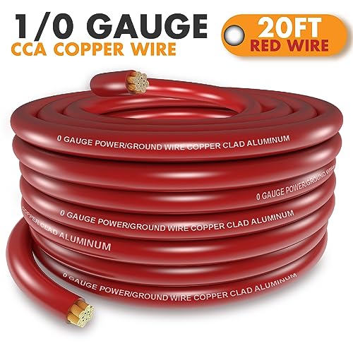 Jeemiter 1/0 Gauge Red CCA Wire (20ft Single Roll) - Replacement Power Cable for Car Amplifier, Battery, Big 3 Upgrade | with Terminals & Heat Shrink - Image 5