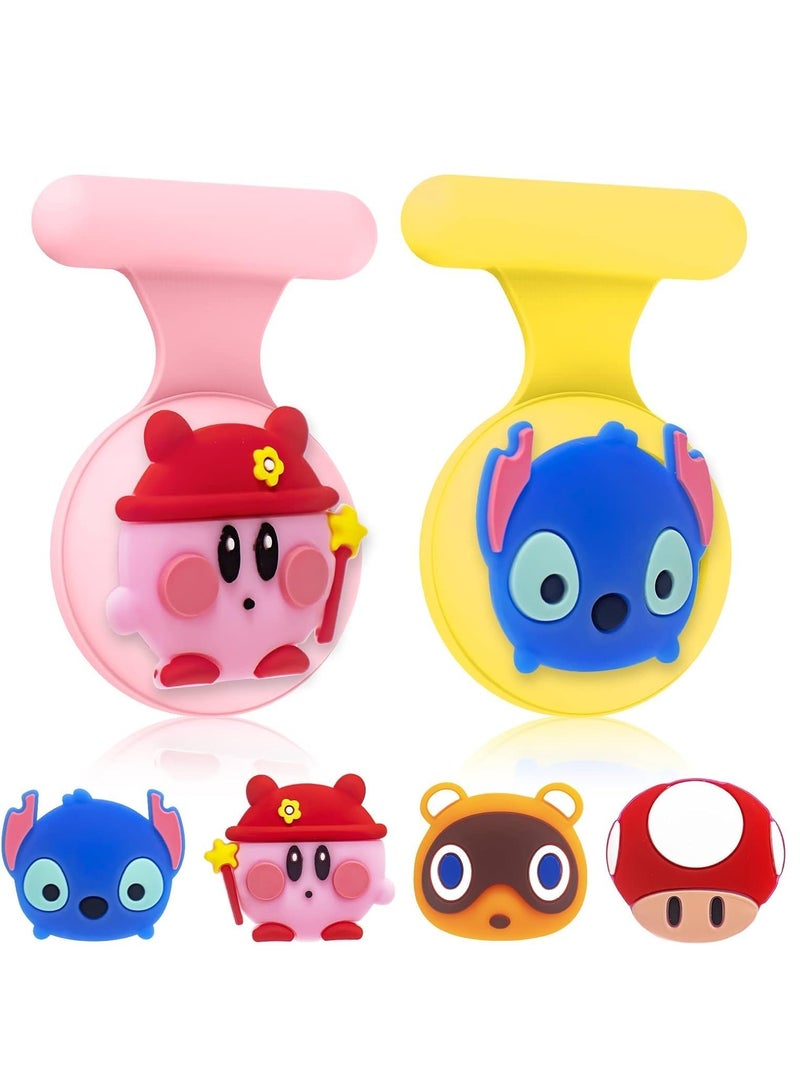 2 Pack Air Tag Holder for Kids Cute Cartoon Kid AirTag Pin Brooch with 4 Replaceable Decorations Airtag Accessories for Kids and Toddler  - Image 1