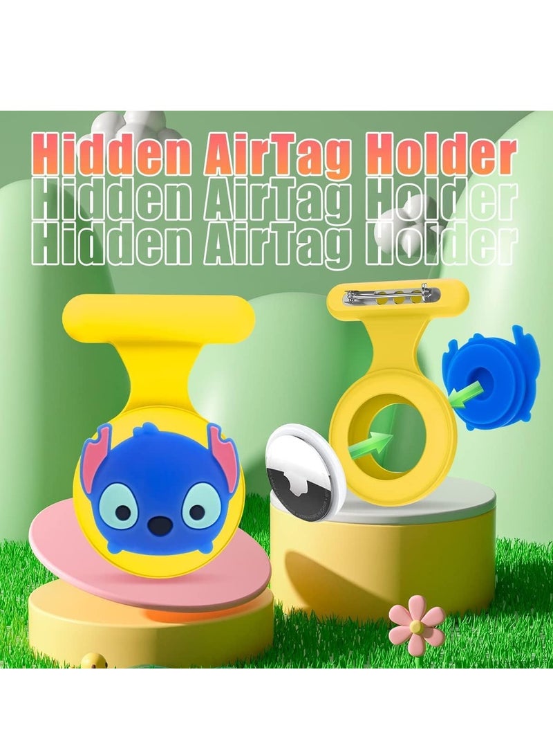 2 Pack Air Tag Holder for Kids Cute Cartoon Kid AirTag Pin Brooch with 4 Replaceable Decorations Airtag Accessories for Kids and Toddler  - Image 2