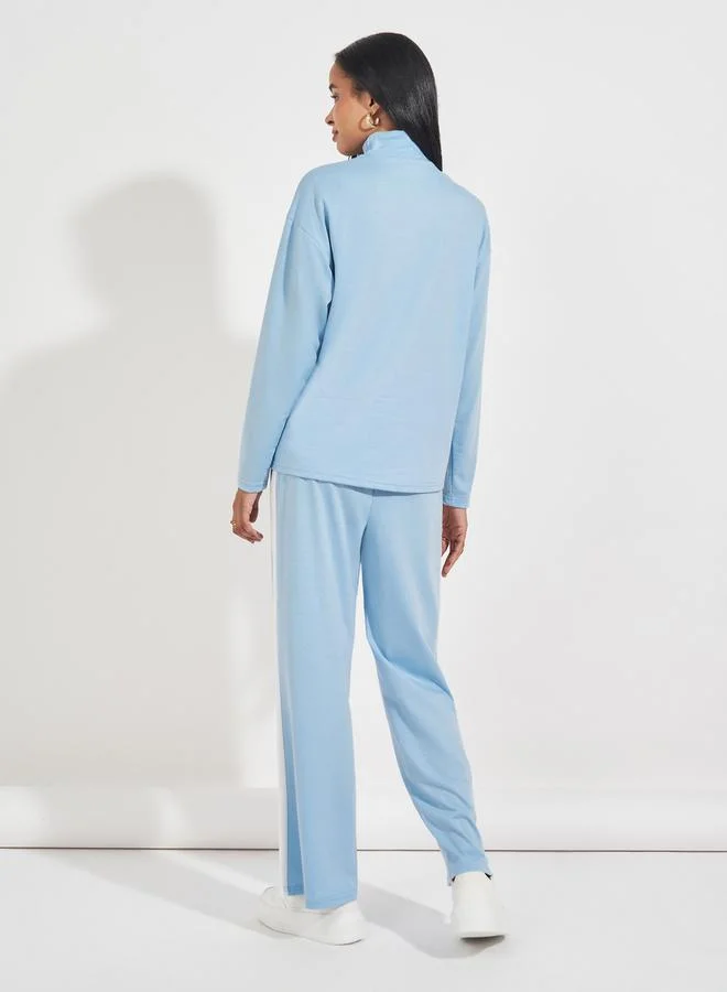 Styli Turtle Neck Knit Top & Side Stripe Joggers Co-Ords
