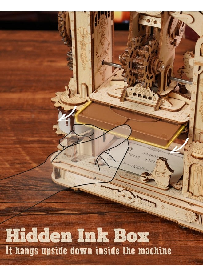 ROBOTIME Printing Press Wooden Puzzle, 3D Puzzles for Adults and Teens, Mechanical Wooden Model to Build, Unique Toy House Warming Birthday for Women/Men - Image 5