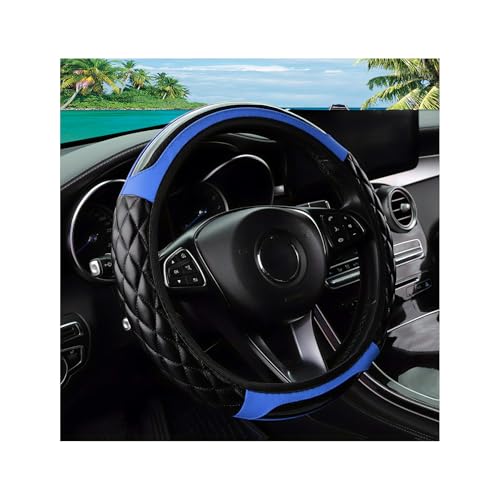 Couslcd Car Steering Wheel Cover 14515inch Leather AntiSlip Car Wheel Cover Protector Safety Comfortable Desgin Universal Auto Steering Wheels Accessories for Cars Truck SUV Blue - Image 1