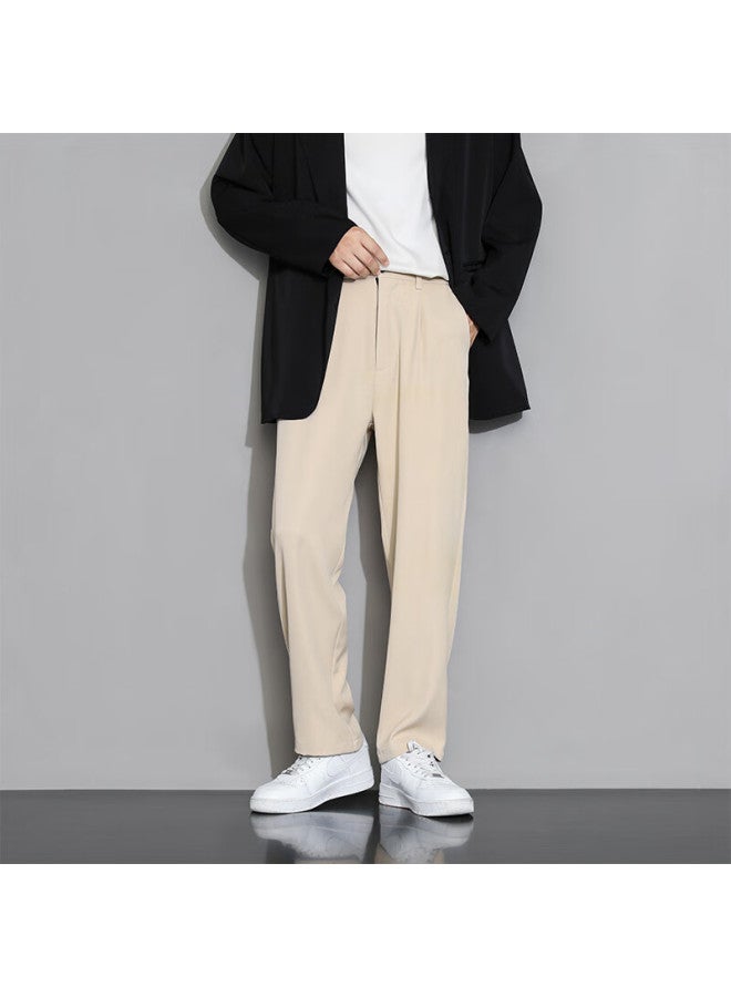 Foss Phil Casual Pants For Men, Autumn And Winter Loose Straight-leg Versatile Trousers, Draping Wide-leg Athletic Dress Pants, Khaki, 4XL - Image 4