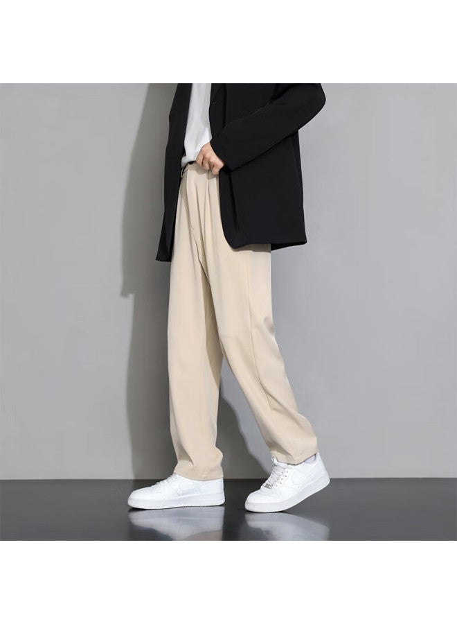 Foss Phil Casual Pants For Men, Autumn And Winter Loose Straight-leg Versatile Trousers, Draping Wide-leg Athletic Dress Pants, Khaki, 4XL - Image 1