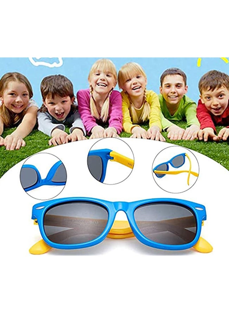 KASTWAVE Kids Sunglasses, Rubber Flexible Frame Sunglasses Toddler Eyewears, Polarized Sunglasses, Neon Sunglasses for Kids Boys Girls of 3-10 Years Old, Birthday Party Beach Pool Supplies, Blue - Image 2