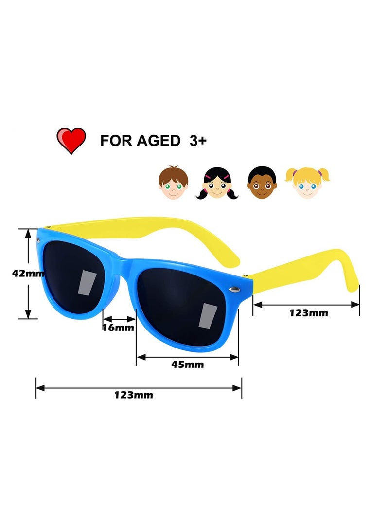 KASTWAVE Kids Sunglasses, Rubber Flexible Frame Sunglasses Toddler Eyewears, Polarized Sunglasses, Neon Sunglasses for Kids Boys Girls of 3-10 Years Old, Birthday Party Beach Pool Supplies, Blue - Image 3