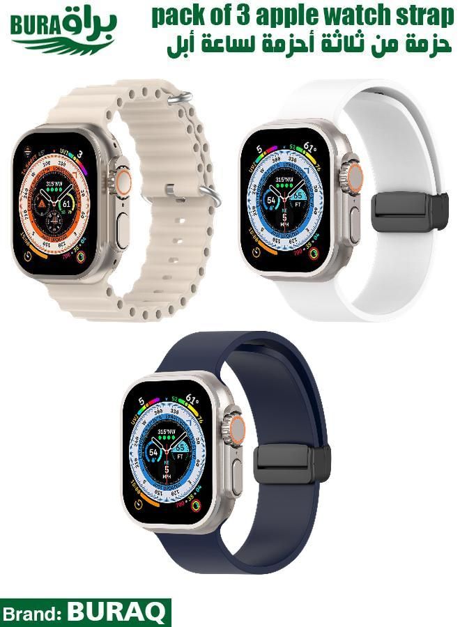 BURAQ Apple Watch Band Strap For Apple Watch Ultra 2/Ultra 49mm, Series 10 46mm, 9/8/7 45mm, SE2/SE/6/5/4 44mm, 3/2/1 42mm