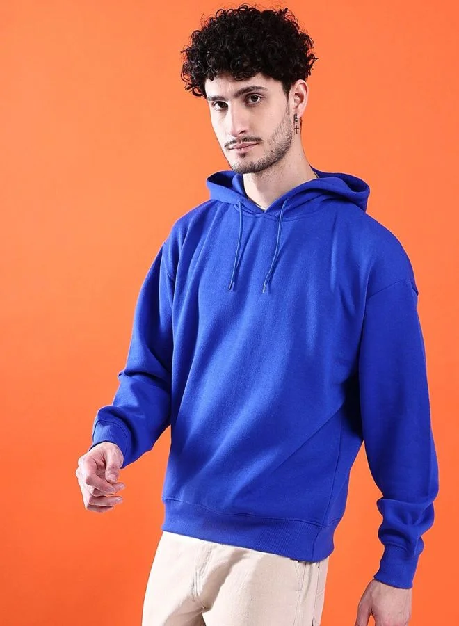 The Indian Garage Co Men Regular Fit Solid Hooded Full Sleeves Sweatshirt