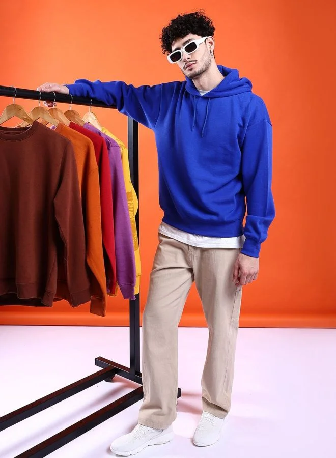 The Indian Garage Co  The Indian Garage Co Men Regular Fit Solid Hooded Full Sleeves Sweatshirt  | Best Price UAE