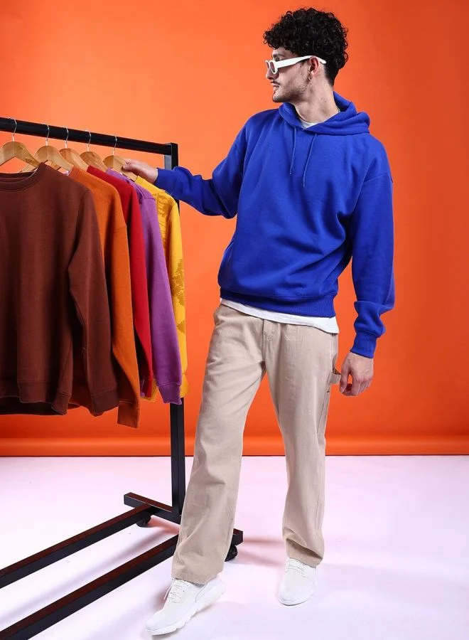 The Indian Garage Co  The Indian Garage Co Men Regular Fit Solid Hooded Full Sleeves Sweatshirt  | Best Price UAE