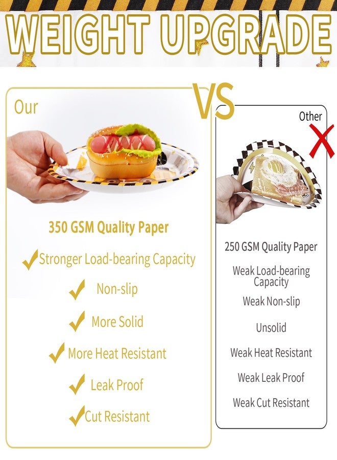 Grencian 96 Pcs Construction 2nd Birthday Party Supplies Construction Truck Plates and Napkins Tableware 350GSM Excavator Birthday Decorations Favors for Boys Tractor Dump Two Years Old, Serves 24 - Image 4