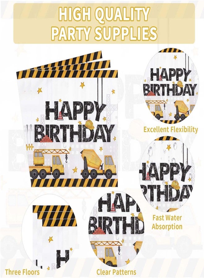 Grencian 96 Pcs Construction 2nd Birthday Party Supplies Construction Truck Plates and Napkins Tableware 350GSM Excavator Birthday Decorations Favors for Boys Tractor Dump Two Years Old, Serves 24 - Image 3