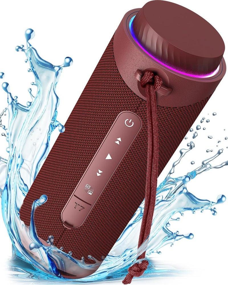 Tronsmart T7 30W Bluetooth Speaker, Portable Wireless Speaker with LED Lights Stereo Sound IPX7, AUX, Micro SD,TF Card (Red) - Image 1