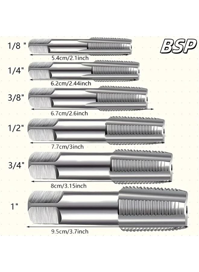 6PC BSP Heavy Duty Pipe Thread Repair Kit NPT BSP Sizing Professional Plumbing Set - Image 4