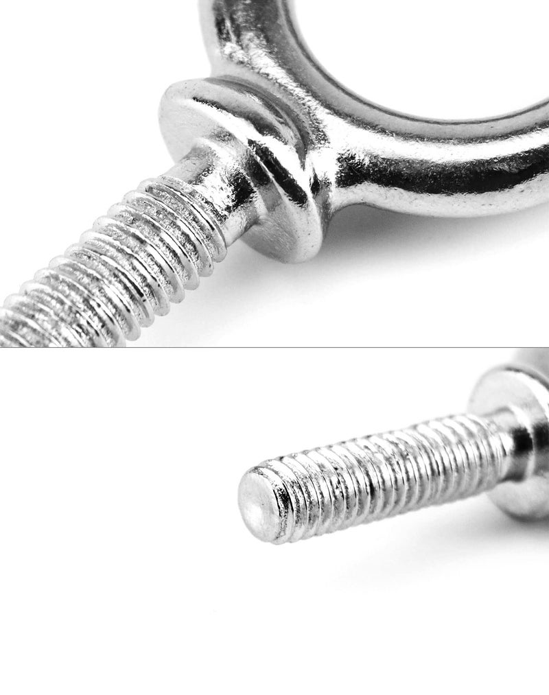 QWORK Eye Bolt, 10 Pack 3/8" x 1-1/4" UNC Marine Grade Stainless Steel Lifting Ring Threaded Eyebolts - Image 5
