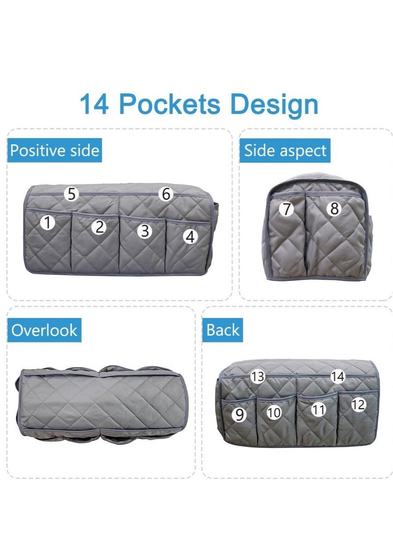 Captaintech Armchair Caddy, Waterproof Sofa Armrest Organizer Non Slip Remote Holder for Recline, Multifunctional Recliner Caddy Couch Chair Armrest Storage, with 14 Pockets Storage for TV Remote, Phone, Magazin - Image 2