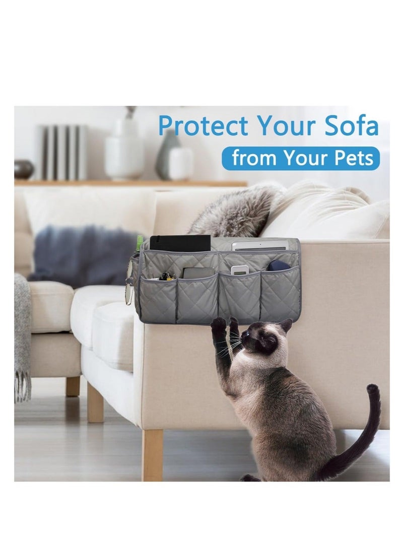 Captaintech Armchair Caddy, Waterproof Sofa Armrest Organizer Non Slip Remote Holder for Recline, Multifunctional Recliner Caddy Couch Chair Armrest Storage, with 14 Pockets Storage for TV Remote, Phone, Magazin - Image 5