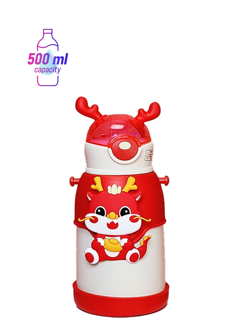 LITTLE SURPRISE BOX White Lucky Dragon theme Kids Water Bottle 500ml  - Image 1