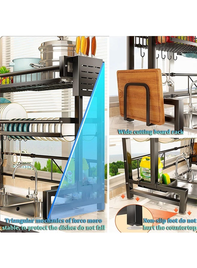 RollsTimi  2-Layer Multi-Function Kitchen Countertop with Adjustable Length, Sink, Washing and Putting Cutting Board, Knives, Chopsticks, Dishes, Dishes, Drain Storage Rack - Image 4