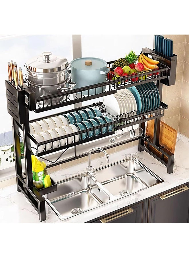RollsTimi  2-Layer Multi-Function Kitchen Countertop with Adjustable Length, Sink, Washing and Putting Cutting Board, Knives, Chopsticks, Dishes, Dishes, Drain Storage Rack - Image 5