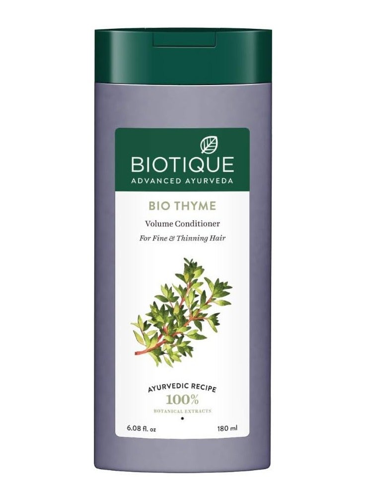 Biotique Thyme Volume Conditioner Fine Thinning Hair Boosts Volume Thickens Follicles Peppermint 180ml - Image 1