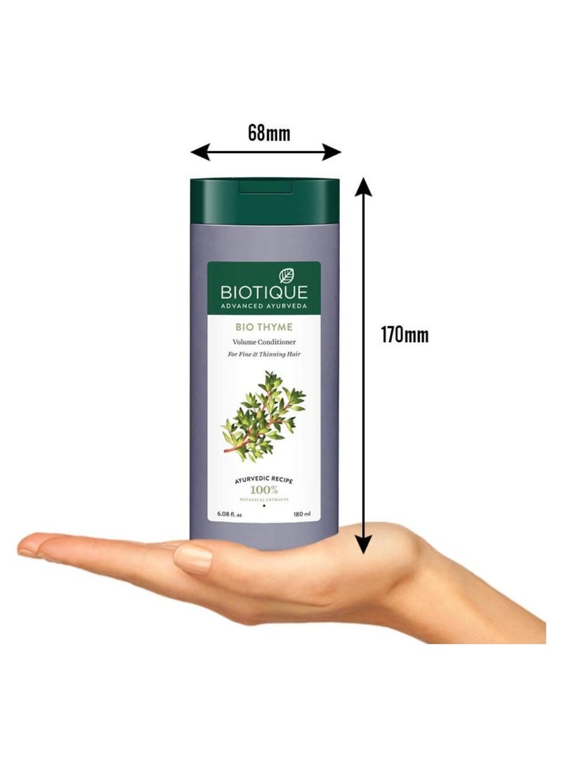 Biotique Thyme Volume Conditioner Fine Thinning Hair Boosts Volume Thickens Follicles Peppermint 180ml - Image 2