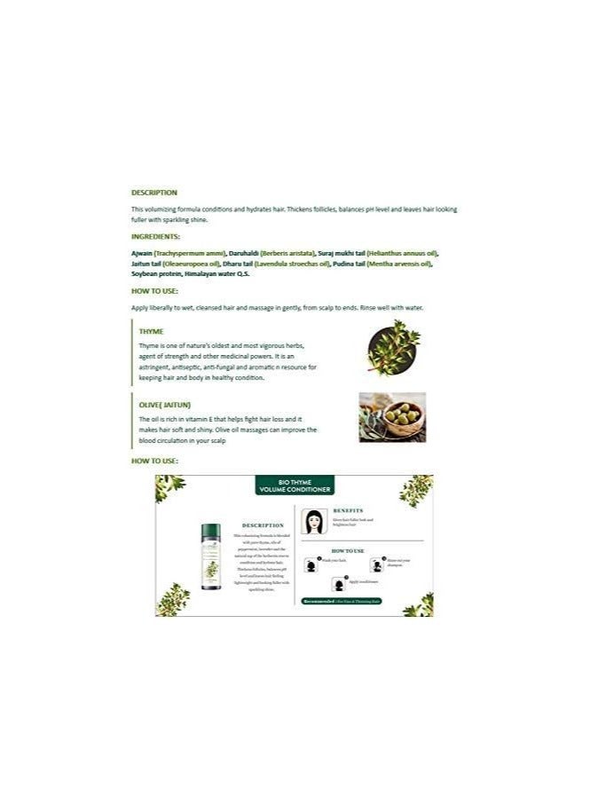Biotique Thyme Volume Conditioner Fine Thinning Hair Boosts Volume Thickens Follicles Peppermint 180ml - Image 5
