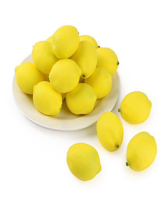 Luckforest Fake Lemons, 20 Pcs Yellow Simulation Lemons Lifelike Fake Fruits for Home Kitchen Fruit Model Cabinet Decor Photography Props - Image 1