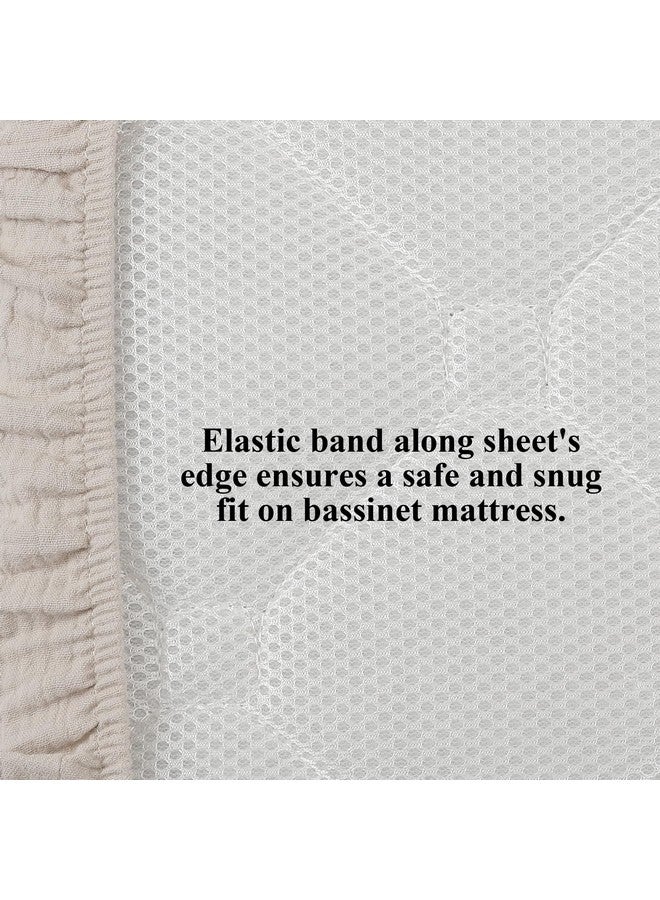 Onacosht Muslin Bassinet Sheets 33" x 19" Compatible with Mika Micky, KoolaBaby (3 in 1), BabyBond, HARPPA and RICUTON Bedside Bassinet, 2 Pack for Baby Boy and Girl, Fog and Beige - Image 4