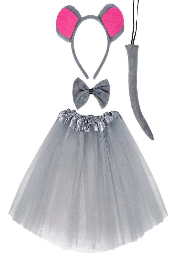 Jmkcoz Gray Mouse Costume Tutu Set, Mouse Ear Headband Bowtie Tail Tutu for Halloween Cosplay Party Dress Up Accessories - Image 1